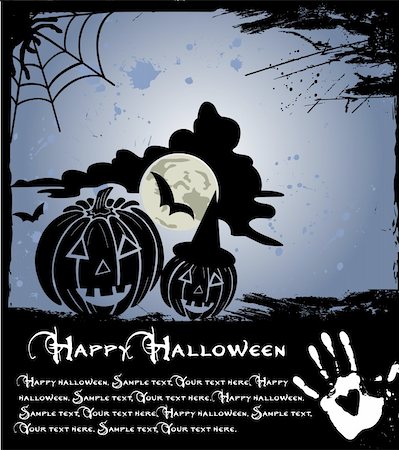 simsearch:400-04228432,k - Illustration of dark scary halloween night. Vector Foto de stock - Royalty-Free Super Valor e Assinatura, Número: 400-04741414