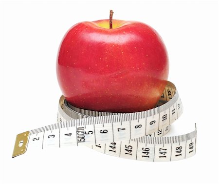 simsearch:400-04105649,k - tape measure wrapped around red apple isolate on white Foto de stock - Super Valor sin royalties y Suscripción, Código: 400-04741432