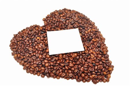 coffee beans in the form of the heart with a white sheet to record Stock Photo - Budget Royalty-Free & Subscription, Code: 400-04741540
