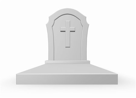 simsearch:400-06366826,k - gravestone with christian cross on white background - 3d illustration Stock Photo - Budget Royalty-Free & Subscription, Code: 400-04742248