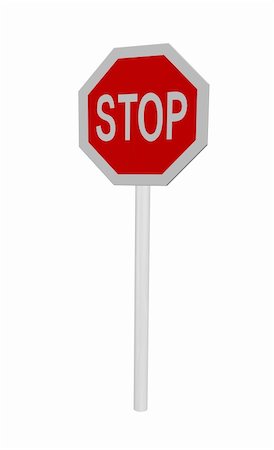 stop sign on white background - 3d illustration Stock Photo - Budget Royalty-Free & Subscription, Code: 400-04742249