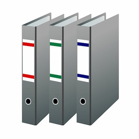 red and blue folder icon - Vector illustration of three office folders are isolated on white background Stock Photo - Budget Royalty-Free & Subscription, Code: 400-04742454