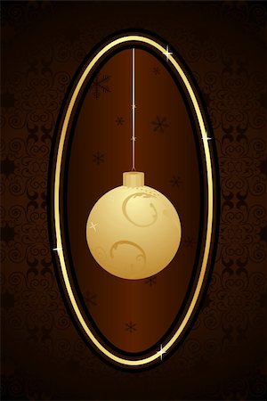 simsearch:400-04903283,k - Decorative christmas frame with golden ball. Vector illustration. Stock Photo - Budget Royalty-Free & Subscription, Code: 400-04742607