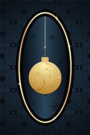 simsearch:400-04903283,k - Decorative christmas frame with golden ball. Vector illustration. Stock Photo - Budget Royalty-Free & Subscription, Code: 400-04742610