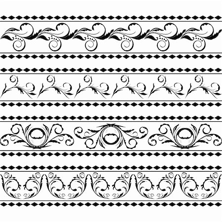 embroidery drawing flower image - Set of floral design elements. Vector Photographie de stock - Aubaine LD & Abonnement, Code: 400-04742683