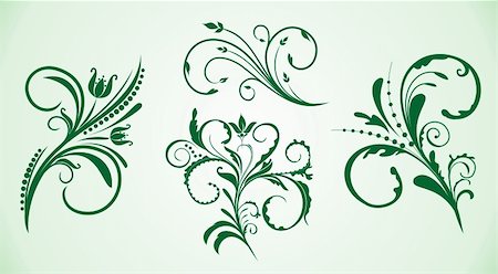 simsearch:400-04525489,k - Illustration of curled flowers ornament collection. Vector Stock Photo - Budget Royalty-Free & Subscription, Code: 400-04742799