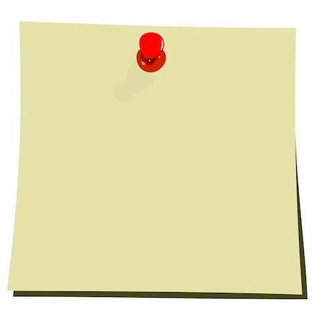 push pin reminder - Realistic illustration of yellow note pad - vector Stock Photo - Budget Royalty-Free & Subscription, Code: 400-04742828