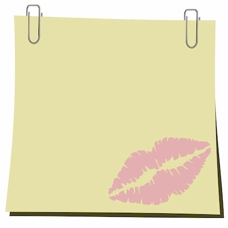 simsearch:400-09224024,k - Realistic illustration stick and paper clip with trace from lips. Vector Stock Photo - Budget Royalty-Free & Subscription, Code: 400-04742829