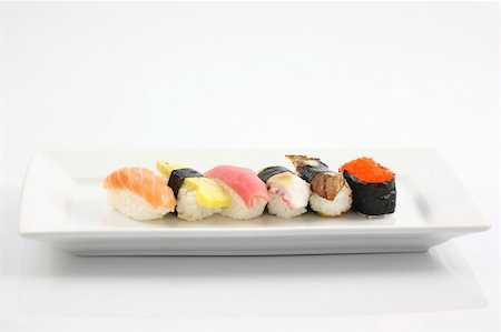 sushi isolated in white background Stock Photo - Budget Royalty-Free & Subscription, Code: 400-04742968