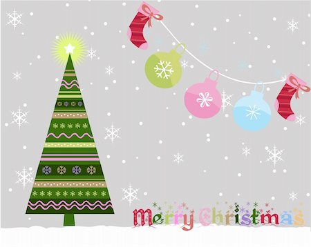 simsearch:400-07836814,k - Retro Christmas Background with tree. Vector illustration Foto de stock - Super Valor sin royalties y Suscripción, Código: 400-04743039