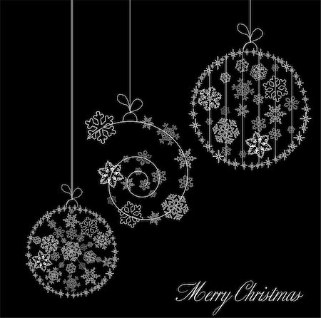 simsearch:400-05710794,k - Stylized Christmas Balls, On Black Background. Vector Illustration Foto de stock - Super Valor sin royalties y Suscripción, Código: 400-04743040