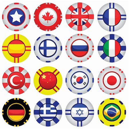 simsearch:400-04738956,k - vector set of some flags on casino tokens Photographie de stock - Aubaine LD & Abonnement, Code: 400-04743184