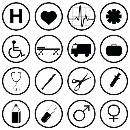 stethoscope vector - vector collection of medical icons Stock Photo - Budget Royalty-Free & Subscription, Code: 400-04743218