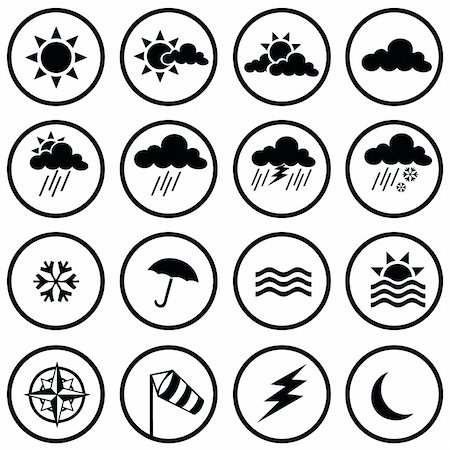 simsearch:400-07406394,k - vector collection of weather icons Foto de stock - Super Valor sin royalties y Suscripción, Código: 400-04743221