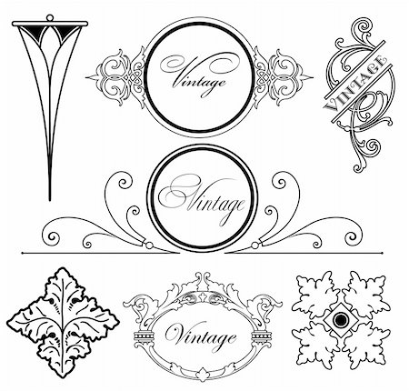 decorative ornate vector corners - Set different vintage design elements. Vector illustration Stock Photo - Budget Royalty-Free & Subscription, Code: 400-04743247