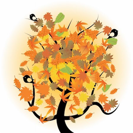 robisklp (artist) - Autumn tree with birds Fotografie stock - Microstock e Abbonamento, Codice: 400-04743427
