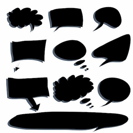 simsearch:400-06203150,k - Vector - Various types of white word bubbles for text insertion, all hand drawn Fotografie stock - Microstock e Abbonamento, Codice: 400-04754153