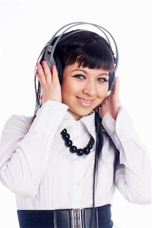 simsearch:400-05717354,k - Young woman with headphones listening to loud music at isolated background. Stock Photo - Budget Royalty-Free & Subscription, Code: 400-04754271