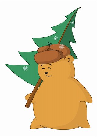 simsearch:400-06852329,k - Celebratory picture: the man-pillow bears home a Christmas fur-tree Photographie de stock - Aubaine LD & Abonnement, Code: 400-04754289