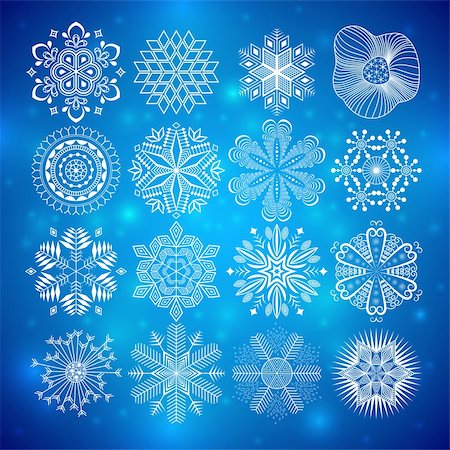 simsearch:400-04363033,k - snowflakes collection on blue background. Vector illustration Photographie de stock - Aubaine LD & Abonnement, Code: 400-04754621