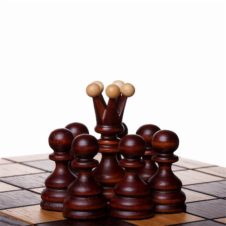 simsearch:625-01744894,k - Black queen among pawns on a chess board. Isolated on white Stock Photo - Budget Royalty-Free & Subscription, Code: 400-04754862