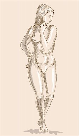 drawing girls body - hand sketched Drawing of the female human anatomy figure Stock Photo - Budget Royalty-Free & Subscription, Code: 400-04754932