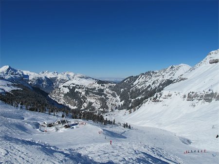 simsearch:400-04588712,k - Flaine ski mountain landscape with chairlift at St Gervais French Alps France Stock Photo - Budget Royalty-Free & Subscription, Code: 400-04754981