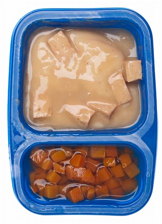 simsearch:400-04281267,k - Turkey with Gravy and Carrots TV Dinner in a Child Sized Portion Isolated on White with a Clipping Path. Stock Photo - Budget Royalty-Free & Subscription, Code: 400-04755455