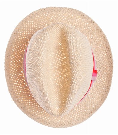 simsearch:400-04225197,k - Summer Straw Hat with a Pink Ribbon Isolated on White with a Clipping Path. Stock Photo - Budget Royalty-Free & Subscription, Code: 400-04755660