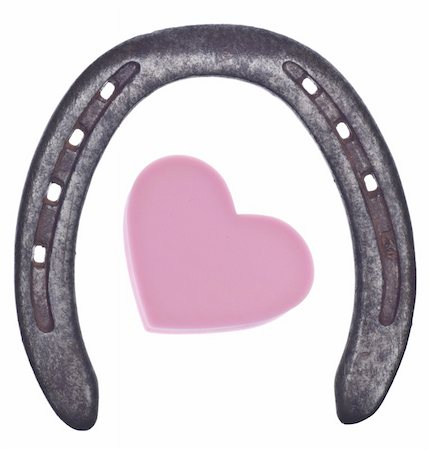 Lucky Horse Shoe with Heart Isolated on White with a Clipping Path. Stock Photo - Budget Royalty-Free & Subscription, Code: 400-04755736