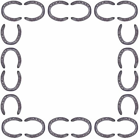 Lucky Horse Shoe Border or Background Isolated on White with a Clipping Path. Stock Photo - Budget Royalty-Free & Subscription, Code: 400-04755738