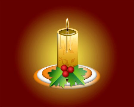 Illustration of a Christmas candle with a flame on a support Stock Photo - Budget Royalty-Free & Subscription, Code: 400-04756204