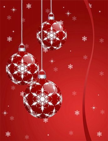 Illustration of New Year's spheres with snowflakes Stock Photo - Budget Royalty-Free & Subscription, Code: 400-04756210