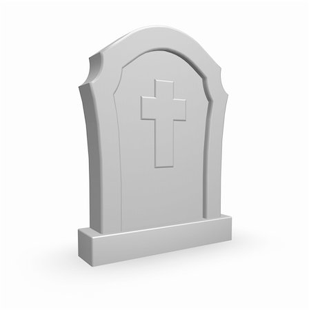 simsearch:400-06366826,k - gravestone with christian cross on white background - 3d illustration Stock Photo - Budget Royalty-Free & Subscription, Code: 400-04756554