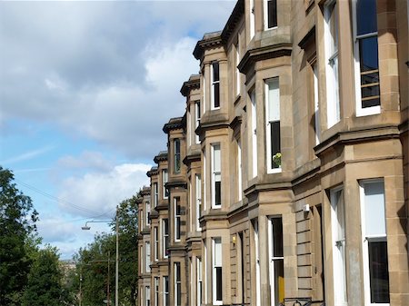 A row of terraced houses in Glasgow West End, Scotland Fotografie stock - Microstock e Abbonamento, Codice: 400-04756834
