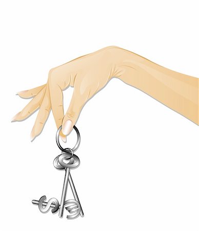 Vector illustration of female hand with dollar and euro keys Stock Photo - Budget Royalty-Free & Subscription, Code: 400-04757073