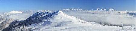 panoramic pictures park snow - Cloud inversion and the snowy mountain peaks Stock Photo - Budget Royalty-Free & Subscription, Code: 400-04757092