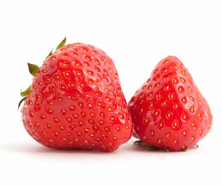 simsearch:400-06855989,k - Two juicy strawberries on white background Photographie de stock - Aubaine LD & Abonnement, Code: 400-04757415