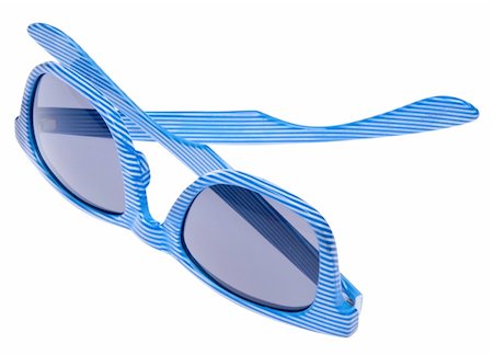 simsearch:400-04755656,k - Striped blue sunglasses isolated on white with a clipping path. Stock Photo - Budget Royalty-Free & Subscription, Code: 400-04757611