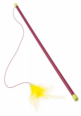 Cat Toy with a Yellow Feather Isolated on White. Stock Photo - Budget Royalty-Free & Subscription, Code: 400-04757652
