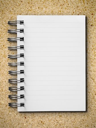 Open single blank white note book vertical on particle board background Fotografie stock - Microstock e Abbonamento, Codice: 400-04758151