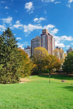 New York City Manhattan skyline panorama viewed from Central Park with cloud and blue sky Stock Photo - Budget Royalty-Free & Subscription, Code: 400-04758255