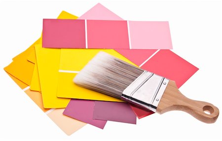 simsearch:693-06325297,k - Home Improvement Scene.  Paintbrush isolated on white with many color choices.  File includes a clipping path. Foto de stock - Super Valor sin royalties y Suscripción, Código: 400-04758628