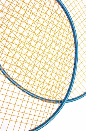 simsearch:400-04758470,k - Vibrant Badminton Equipment Close Up of Two Raquets. Foto de stock - Royalty-Free Super Valor e Assinatura, Número: 400-04758727