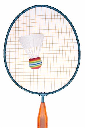 simsearch:400-04758470,k - Vibrant Badminton Equipment Raquet with Shuttlecock or Birdie Foto de stock - Royalty-Free Super Valor e Assinatura, Número: 400-04758728
