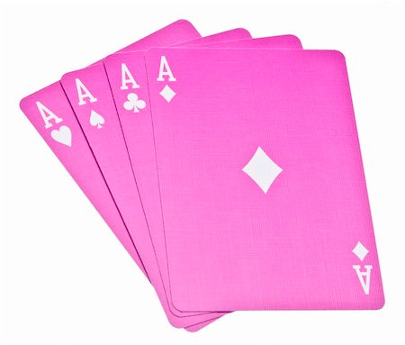 simsearch:400-07775500,k - Four Aces Wins the Hand with Vibrant Pink Cards Isolated on White with a Clipping Path. Stock Photo - Budget Royalty-Free & Subscription, Code: 400-04758901