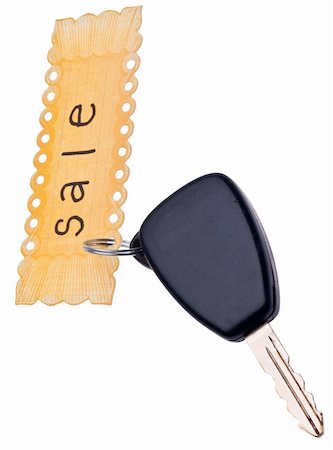 Car Sale Concept with Sale Tag and Automobile Key Isolated on White with a Clipping Path. Stock Photo - Budget Royalty-Free & Subscription, Code: 400-04758929