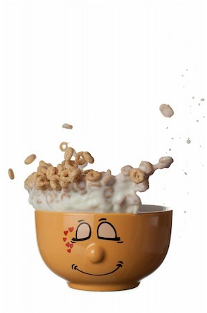 simsearch:400-05343907,k - Cereals and milk jumping out of a funny bowl Foto de stock - Super Valor sin royalties y Suscripción, Código: 400-04759018