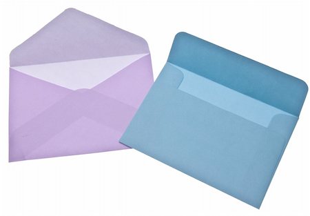 simsearch:400-05325346,k - Envelopes for Letter Writing Isolated on White with a Clipping Path. Perhaps for a Wedding, Baby Shower or Love Letter. Photographie de stock - Aubaine LD & Abonnement, Code: 400-04759068