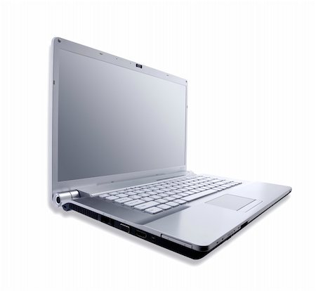 Silver metallic notebook computer with clipping path Stock Photo - Budget Royalty-Free & Subscription, Code: 400-04759645